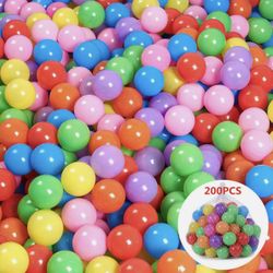 200 Balls for Toddlers, BPA Free Crush Proof Plastic Toy Balls for Ball Pit, Macaron Ocean Ball