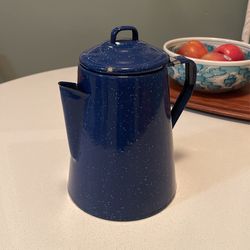 Vintage French Coffee Pot In speckled Cobalt blue
