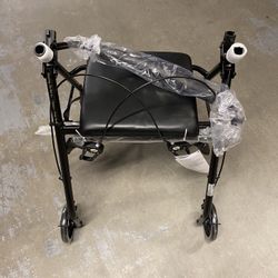 McKesson Rollator Walker with Seat and Wheels, Lightweight, Aluminum, 300 lbs Weight Capacity, Black, 