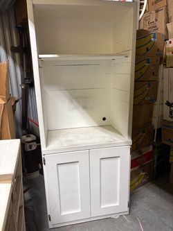 FREE.  White Wood Cabinet with Open Shelving