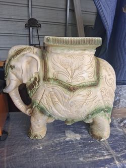 Ceramic Elephant Garden Stool Plant Stand