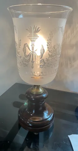 FREDERICK COOPER CHICAGO TABLE LAMP GREEK MOTIF GLASS HURRICANE