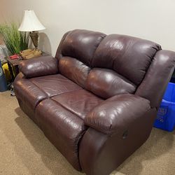 Faux Leather Reclining Loveseat 