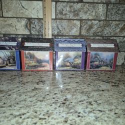 Set Of 4 Vintage Thomas Kinkade 100 PC Miniature Jigsaw Puzzles, New