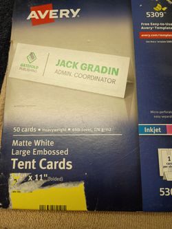 Free Avery tent cards new