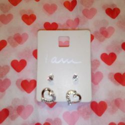 Sparkling Heart & Stud Set