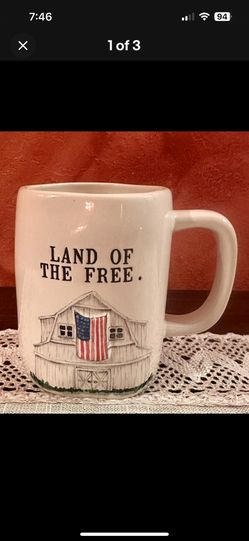 Rae Dunn New USA “Land Of The Free”  3D Mug AMERICA 4th Of July Veterans 🇺🇸