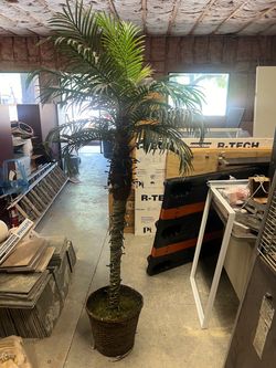Large Artificial Palm Tree in Wicker Basket