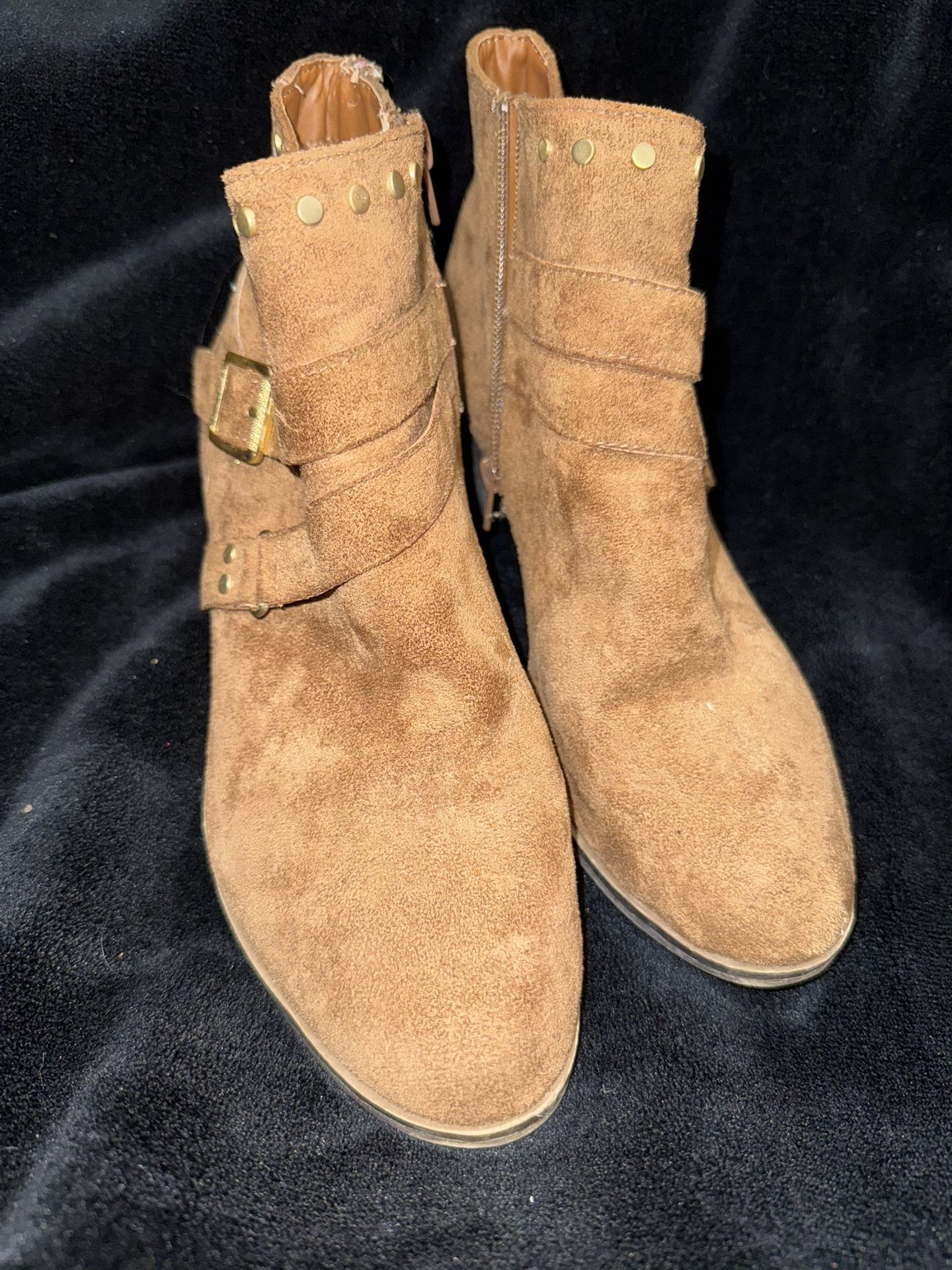Camel Suede Ankle Boots Size 9.5M 