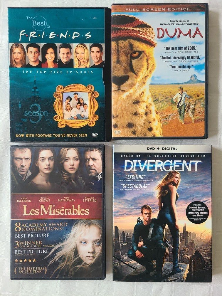 Divergent, The Best Of Friends, Leslie Miserables, Duma, DVDs