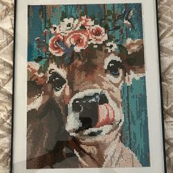 Cow diamond painting finished 