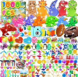 1000 PCS Party Favors for Kids, Dinosaur Sensory Fidget Toys Bulk, Treasure Chest for Kids Prizes, Goodie Bags Stuffers for Kids, Prize Box Toy for ki