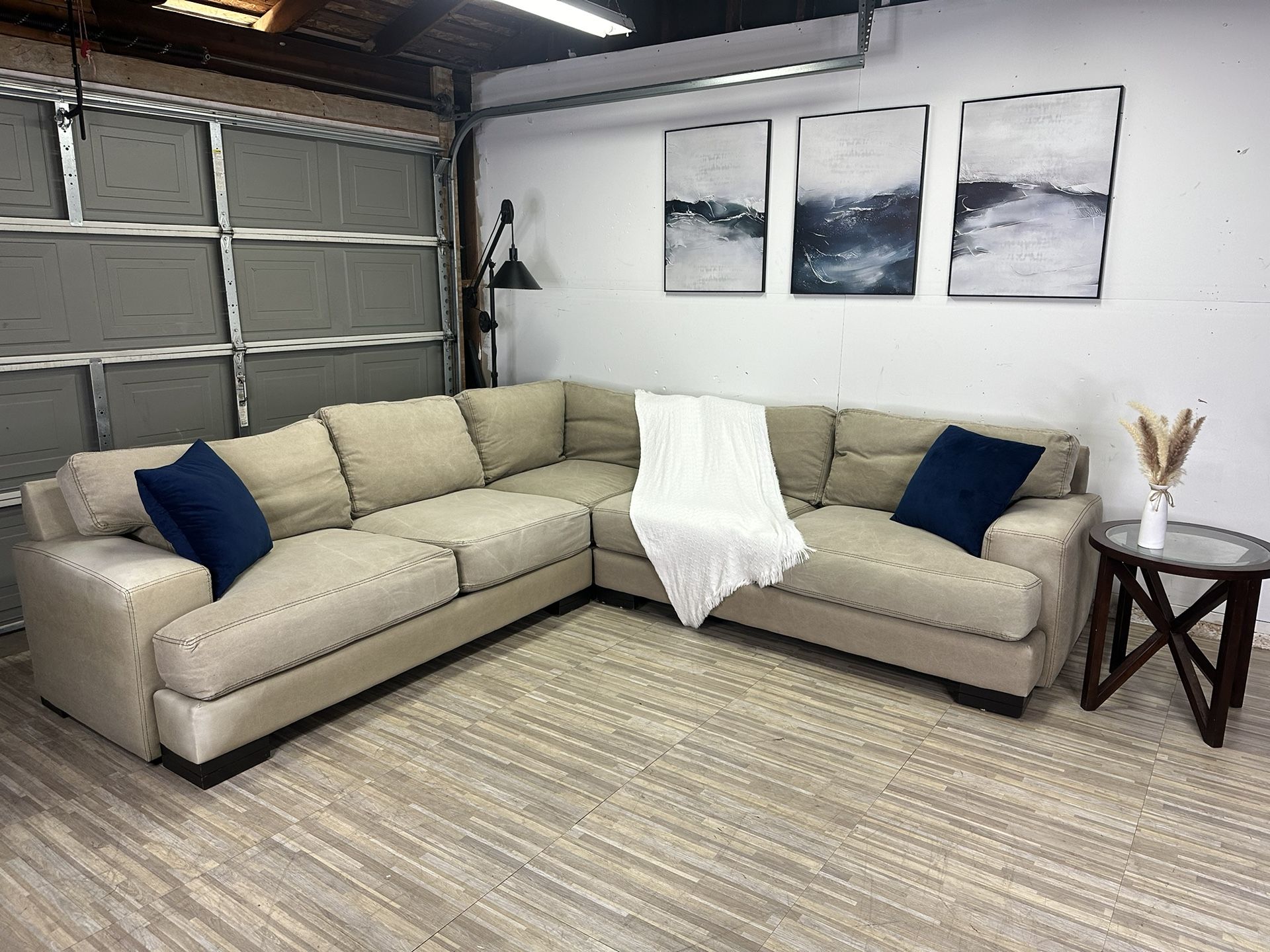 Free delivery RC Willey 3-piece L shaped sectional couch retails $2800
