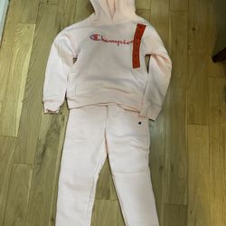 Champions Sweat Outfit Pink Little Girls Size 6