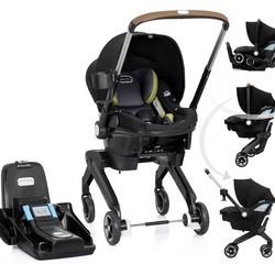 Evenflo Shyft DualRide Preemie and Infant Car Seat Stroller Combo 3-30lbs with Carryall Storage (Durham Green)