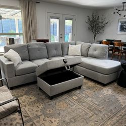 L-Sectional Sofa with Storage Ottoman (FREE DELIVERY)