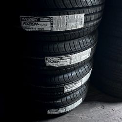 SET OF FOUR NEW TIRES 235/60/16 FUZION INCLUDING MOUNT AND BALANCE ASK ME FOR SIZES AND BRANDS 