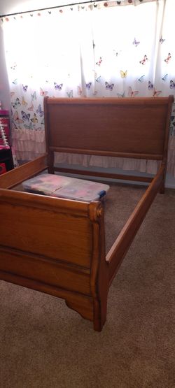 Wood Queen bed frame and box spring no mattress