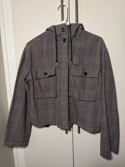OBEY Women’s Lightweight Plaid Hooded Jacket