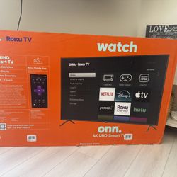 Brand New Sealed 65” Onn 4K Roku Smart TV – Never Opened