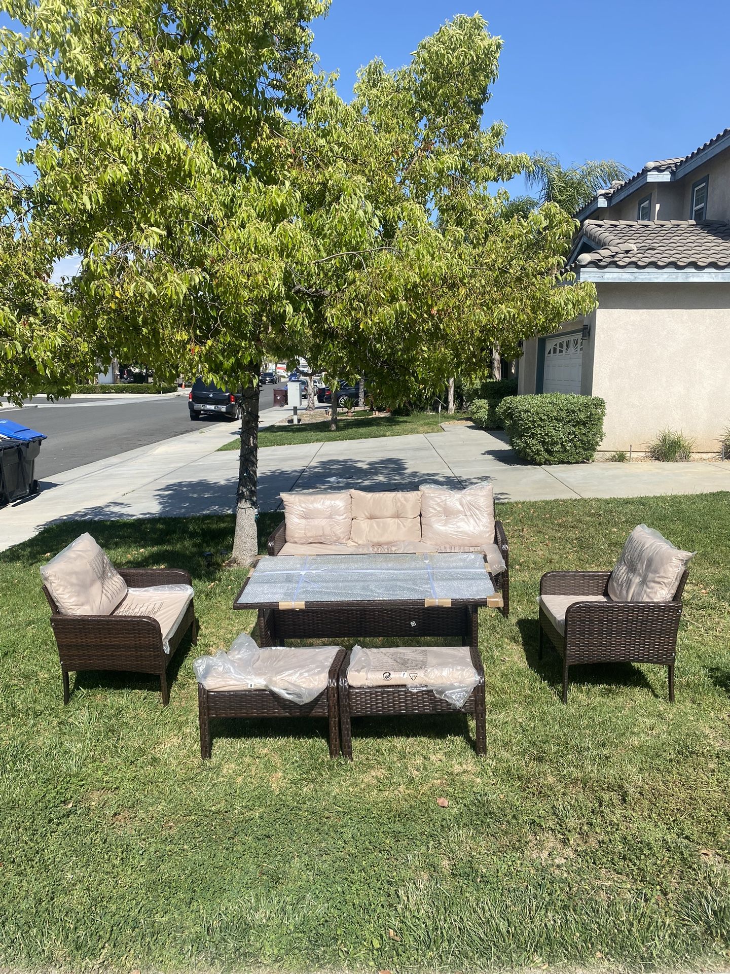 Dining table set patio furniture, set outdoor patio furniture, patio chairs, patio sofa, patio couch brand new