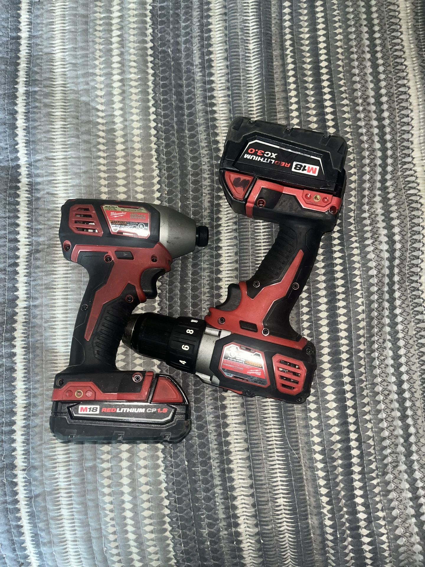 Milwaukee Impact And Drill Plus a 3h,6h Battery