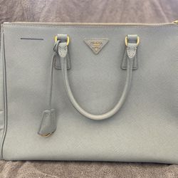 Prada Handbag Saffiano Lux Blue Preloved