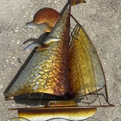 Metal Sail Boat With Glass Sail