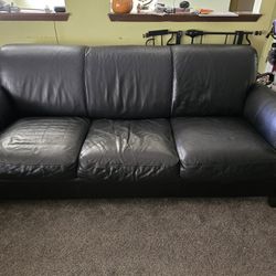 2 Piece Black Leather Couch & Loveseat