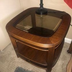 Two classic stands wood and glass new
