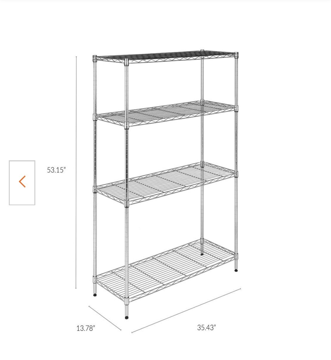 Chrome 4-Tier Steel Wire Shelving Unit