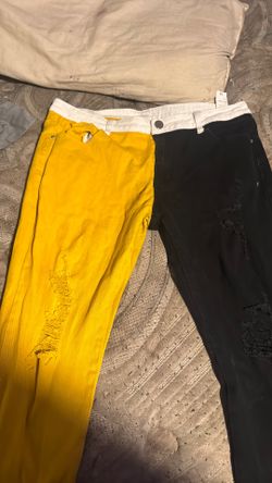 Black and yellow ripped jeans size 36