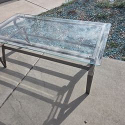 Glass Top Coffee Table With Metal Frame