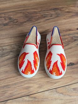 Slip-On Knit Sneakers with Flame Print