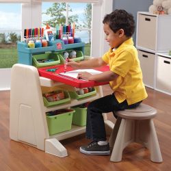 Step2 Flip & Doodle Easel Desk with Stool and Plenty of Storage