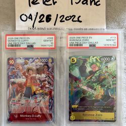 PSA 10 : Luffy and Zoro 2025 One Piece Day Dallas