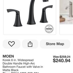 MOEN Korek 8 in. Widespread Double Handle High-Arc Bathroom Faucet with Valve in Matte Black