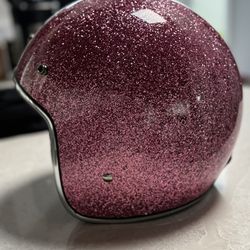 Women’s Motorcycle Helmet, HCI 10 Pink Glitter Open Face Helmet - size Small