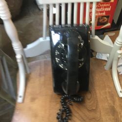 Vintage Rotary Phone 1 Wall Phone Black  See Description 