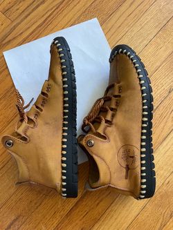 Men's Vintage Style Casual Leather High-Top Shoes / Boots (Size 40) Size: EU 40Â Style: Yellowish-brown vintage leather high-top ankle boots featu