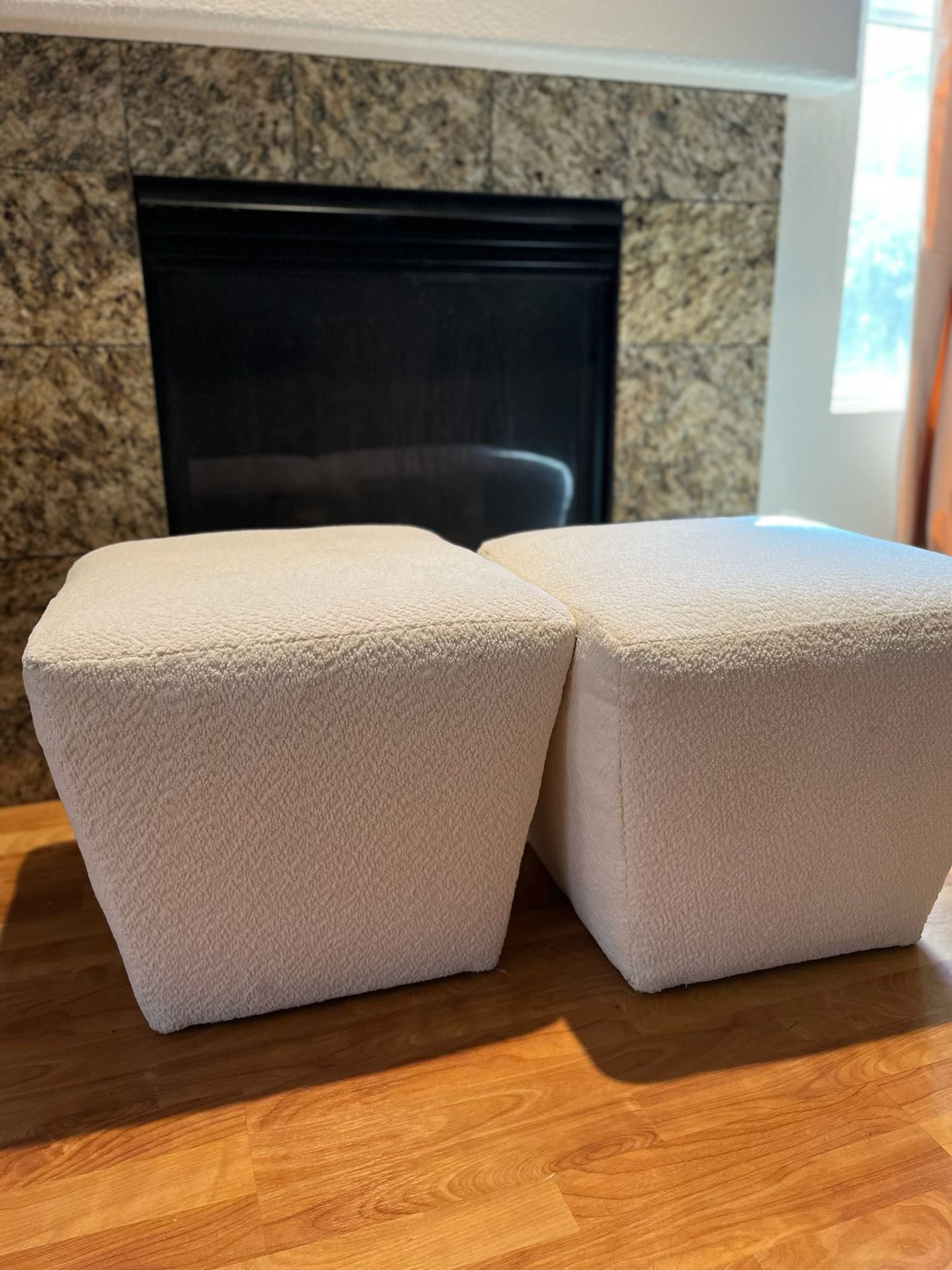 Ottomans 2x Cream Colored $95. Each. Payments OK. Price Dcr 8/7/25