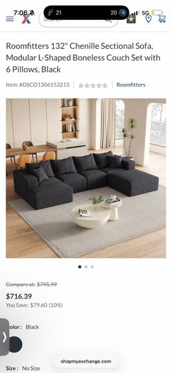 Black sectional sofa.