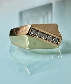 👑 14 Karat Yellow Gold Mens .35ct Diamond Dress Ring