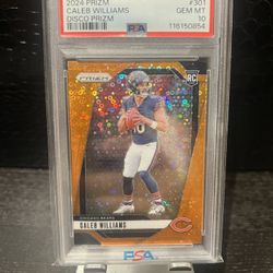 2024 PANINI PRIZM #301 CALEB WILLIAMS ORANGE DISCO PRIZM RC  PSA 10