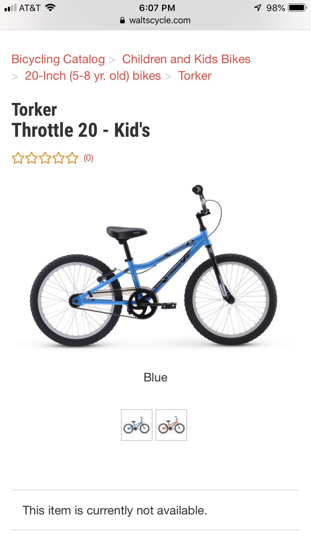 Torker Throttle 20 Blue Bike