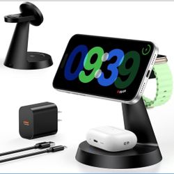 ☘️ ⚡ No More Messy Cables! 3-in-1 MagSafe Charger for iPhone + Apple Watch + AirPods🍀