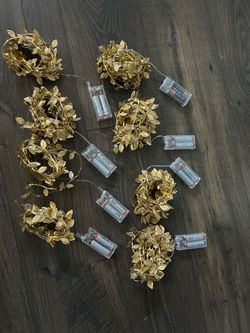 Gold Leaf Fairy String Lights Battery Operated – Set of 8