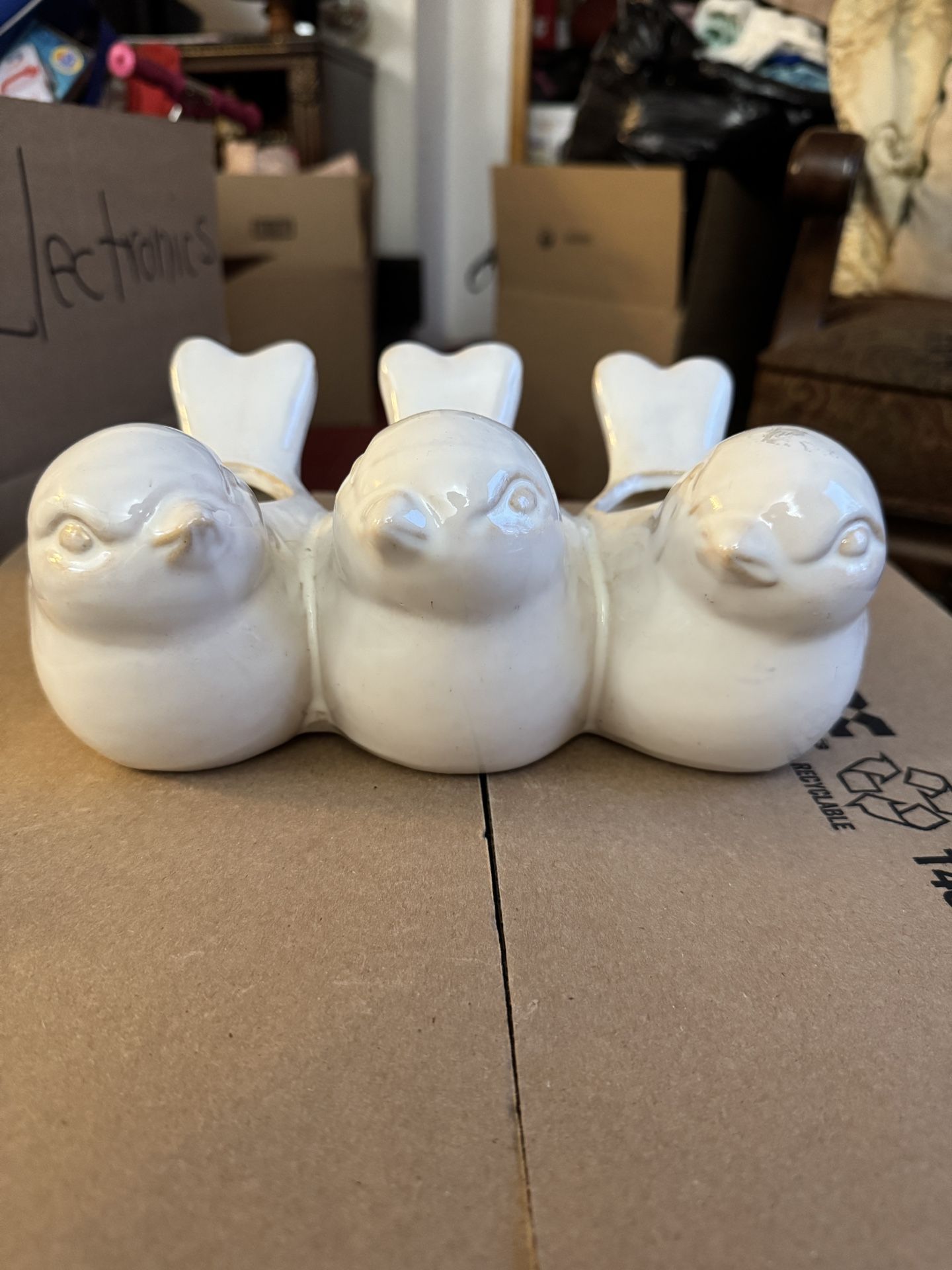 Vintage Ceramic Bird Planter Trio – Decorative Garden or Home Accent”