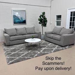 Comfy Gray Sofa & Loveseat Set 🚛 Delivery Available!