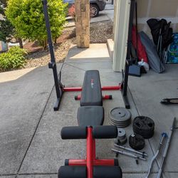 Weight Bench & Squat Rack with weights 